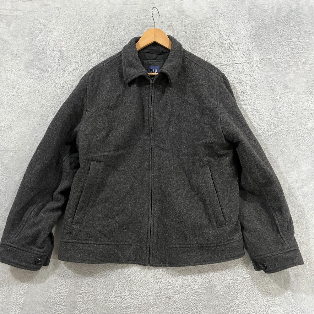 Gap Jacket Men's Medium Wool Blend Quilt Lined Y2K Bomber Full Zip Old Money